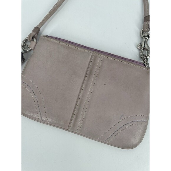 COACH Blush Light Pink Leather Skinny Zipper Wristlet Wallet Logo Tag - Picture 4 of 11